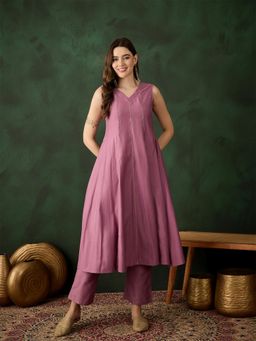 Gahan - Womens Lavender Designer Solid Stylish Anarkali Kurta with Pant