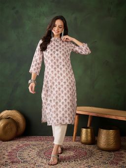 Gahan - Womens Off White Trendy Floral Stylish Kurta