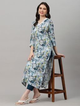 Gahan - Womens Blue Viscose Rayon Straight Printed Kurta with Pant