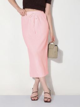 SHOWOFF - Women Pink Straight Midi Skirt