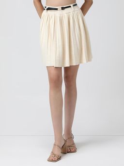 SHOWOFF - Women Cream Flared Mini Skirt