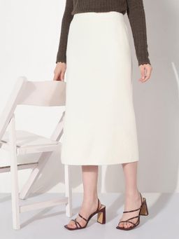 SHOWOFF - Women White Straight Midi Skirt