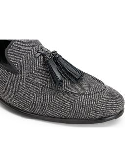 SHUTIQ - Kiltie Tweed Coal Grey Lather Loafers