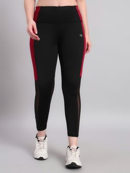 CLOTHWIK - Women Colorblock Slim-Fit Sports Tights - Black