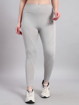 CLOTHWIK - Women Solid Slim-Fit Dry-Fit Tights - Grey