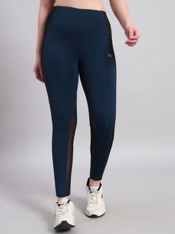 CLOTHWIK - High-Rise Ankle-Length Gym Tights - Navy Blue