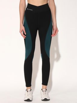 CLOTHWIK - Women High Waist Overlap Tights - Black