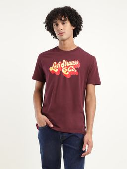 Levi's - Mens Wine Typography Crew Neck T-Shirt