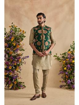 KALISTA - Ravik Beige Kurta with Churidar and Jacket