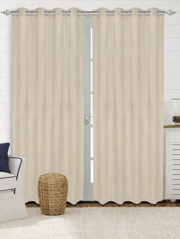 Saral Home - Saralhome LA CRME Plain Velvet Door Curtain 1pc Lt Beige (4x7 Feet)