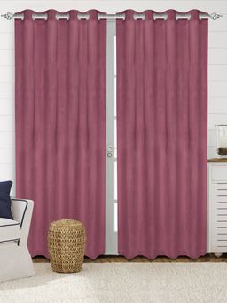 Saral Home - Saralhome LA CRME Plain Velvet Door Curtain 1pc Rose (4x7 Feet)