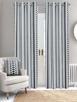 Saral Home - Saralhome Aveda Velvet Boho Print Door Curtain 1pc Ivory (4x7 Feet)