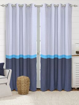 Saral Home - Saralhome Awning Cotton Door Curtains 2pc Lt Grey (4x7 Feet)