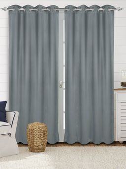 Saral Home - Saralhome Blackout Velvet Door Curtain 2pc Grey (4x7 Feet)