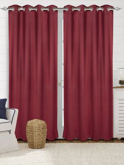 Saral Home - Saralhome Blackout Velvet Door Curtain 2pc Mehroon (4x7 Feet)