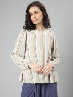 Beverly Hills Polo Club - Airy Stripe Balloon Sleeve Top