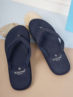 SCENTRA - Men Navy Blue Perforated Thong Flipflop