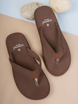 SCENTRA - Men Brown Perforated Thong Flipflop