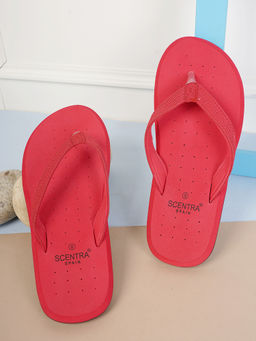 SCENTRA - Men Red Perforated Thong Flipflop