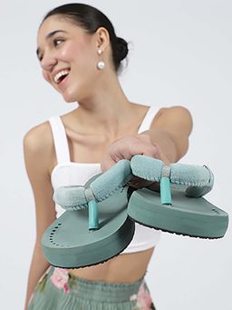 Chupps - Women Green Plush Sandals