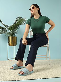 Chupps - Women Blue Puff Sliders