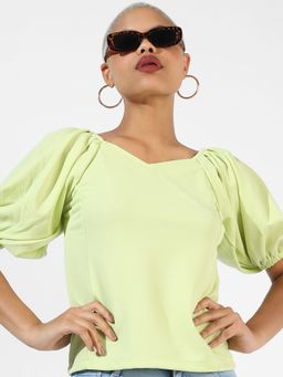 PINACOLADA - Women Solid Lime Green Regular Fit Top