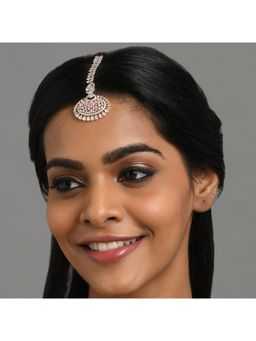 Fida - Wedding Luxurious Rose Gold-Plated American Diamond Maang Tikka for Women