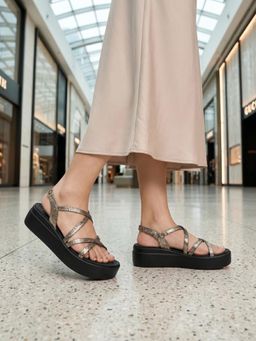 ROCIA - By Regal Bronze Women Strappy Casual Platform Sandals