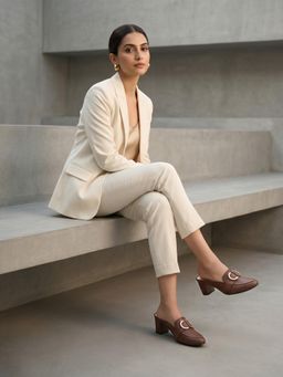 ROCIA - By Regal Brown Women Block Heel Mules