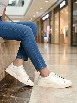 ROCIA - By Regal White Women Quilted Sneakers