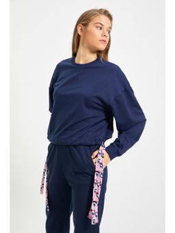Trendyol - Womens Navy Blue Solid/plain Sweatshirt