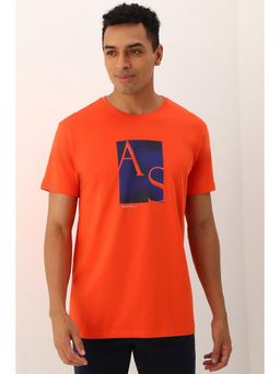Allen Solly - Men Orange Print Crew Neck Printed T-Shirt