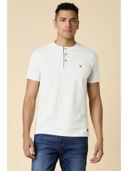 Allen Solly - Men White Solid Henley Neck T-Shirt