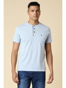 Allen Solly - Men Blue Textured Henley Neck T-Shirt