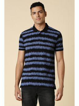 Allen Solly - Men Black Printed Collar Neck Polo T-Shirt