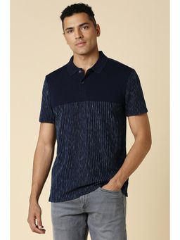 Allen Solly - Men Navy Print Collar Neck Printed Polo T-Shirt