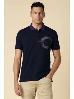 Allen Solly - Men Navy Print Collar Neck Printed Polo T-Shirt
