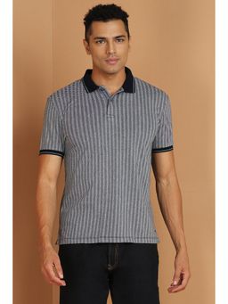 Allen Solly - Men Grey Printed Collar Neck Polo T-Shirt