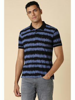 Allen Solly - Men Black Printed Collar Neck Polo T-Shirt