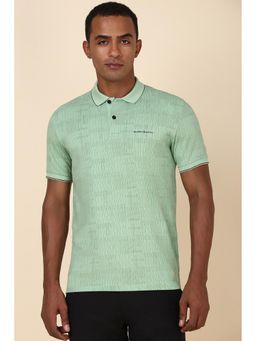 Allen Solly - Men Green Printed Collar Neck Polo T-Shirt