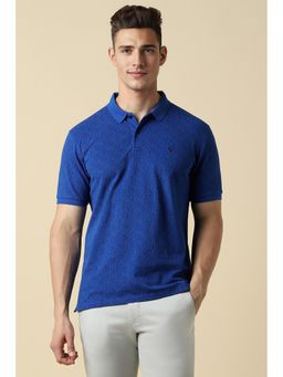 Allen Solly - Men Blue Printed Collar Neck Polo T-Shirt