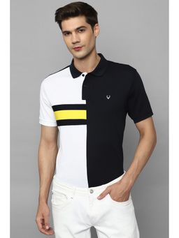 Allen Solly - Men Black Colorblock Collar Neck Polo T-Shirt