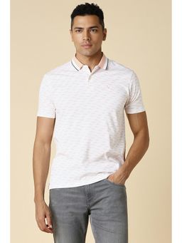 Allen Solly - Men White Print Collar Neck Printed Polo T-Shirt