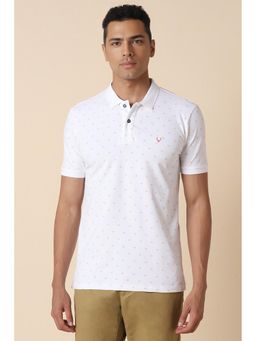 Allen Solly - Men White Print Collar Neck Printed Polo T-Shirt