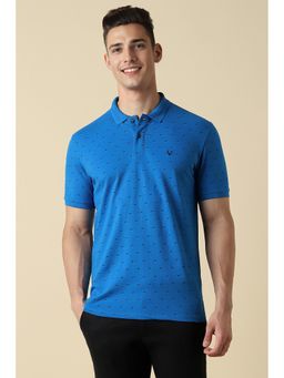 Allen Solly - Men Blue Print Collar Neck Printed Polo T-Shirt