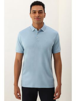 Allen Solly - Men Blue Solid Collar Neck Polo T-Shirt