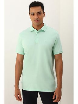 Allen Solly - Men Green Solid Collar Neck Polo T-Shirt