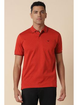 Allen Solly - Men Red Printed Collar Neck Polo T-Shirt