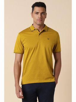 Allen Solly - Men Yellow Printed Collar Neck Polo T-Shirt