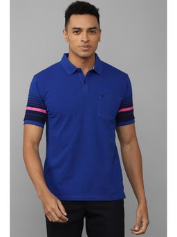 Allen Solly - Men Blue Solid Collar Neck Polo T-Shirt